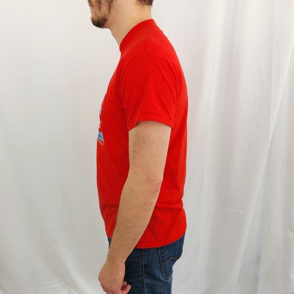 80s Red Screen Printed Drinking Tee - Picture 2 of 7